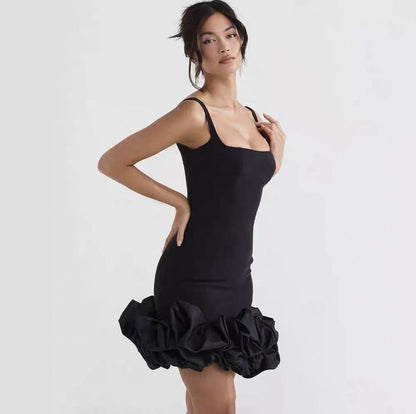 Ruffled Hem Mini Kleid