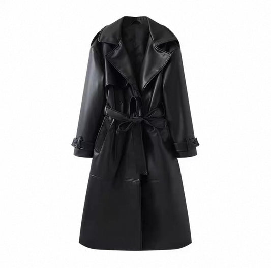 Leder-Trenchcoat