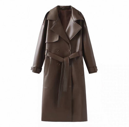 Leder-Trenchcoat