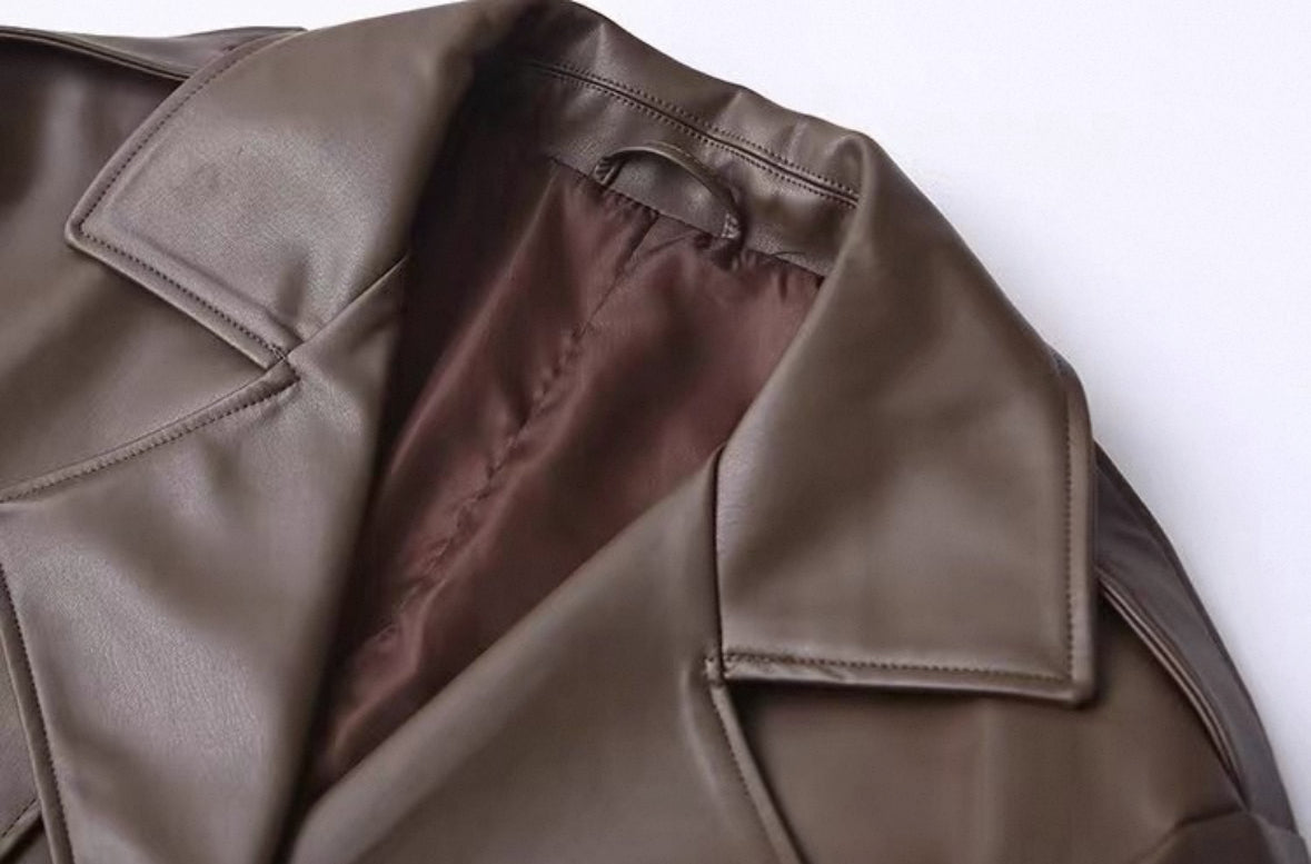 Leder-Trenchcoat