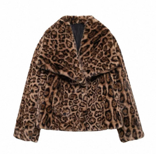 Faux Fur Jacke Leopard